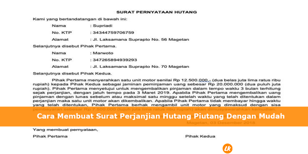 Cara Membuat Surat Perjanjian Hutang Piutang Dengan Mudah Liputan Koran